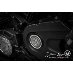 belt cover insert " one dollar "custom motorcycle engraving