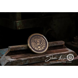 belt cover insert " one dollar "custom motorcycle engraving